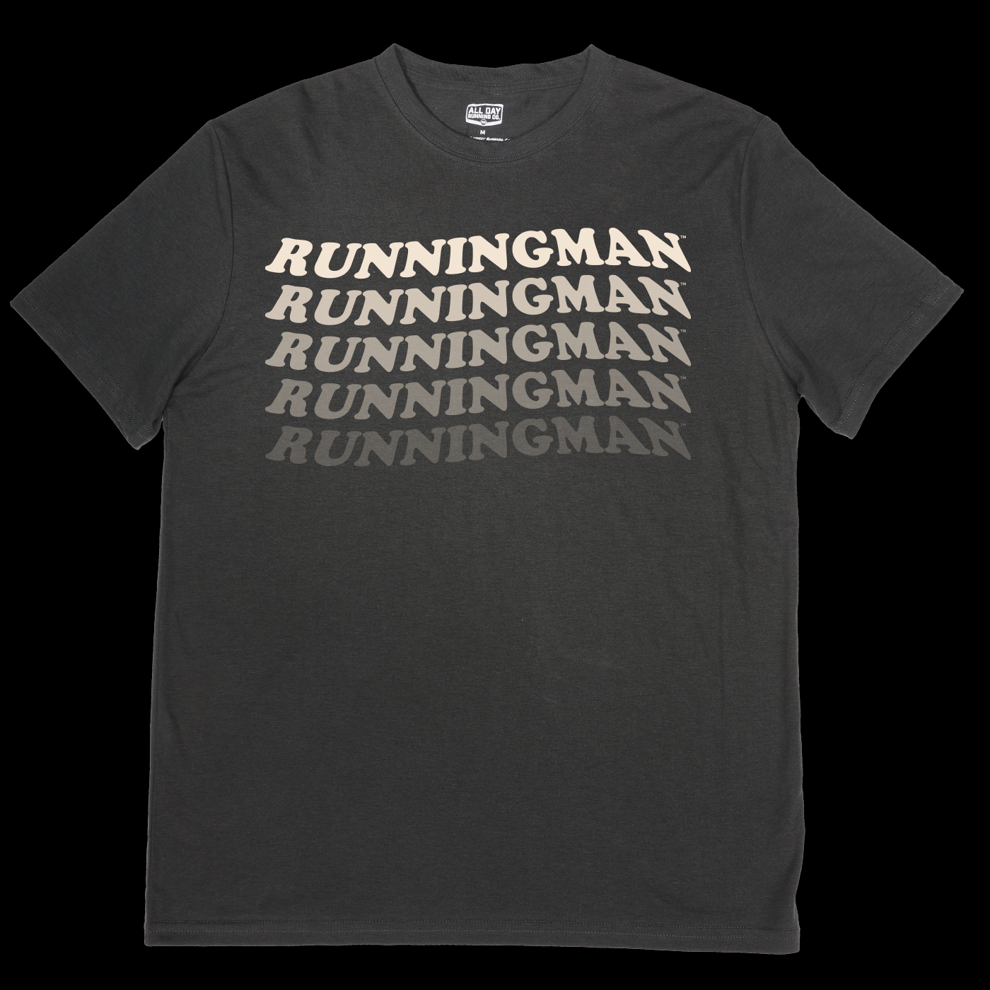 Runningman Stacked Bone on Black Tee