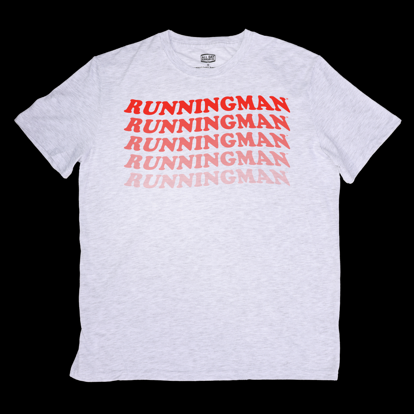 Runningman Stacked Red on Light Grey Tee
